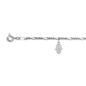 Chaine cheville argent rhodi� pampilles main de fatma
