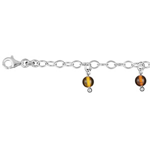 Bracelet argent boules ambre v�ritable 18cm