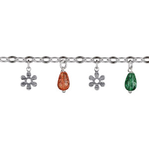 Bracelet argent pampilles fleurs gouttes multicolores