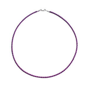 Cordon soie 2mm mauve argent