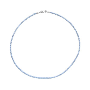 Cordon soie 2mm tahiti ciel  argent