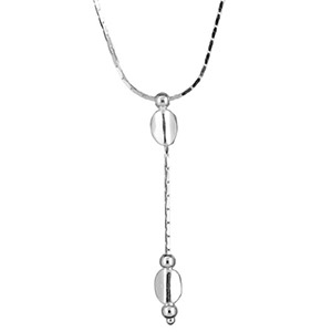 Collier argent forme Y chaine paloma diamantée pendant oval