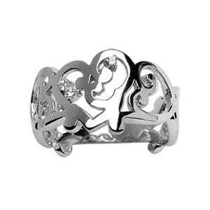 Bague coeurs decoupes pierres