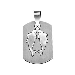Pendentif zodiaque Poissons plaque G.I. en acier