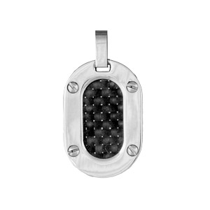 Pendentif oval acier et carbone
