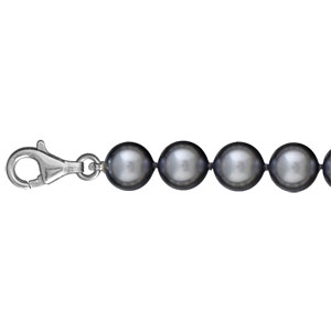 Collier perles majorque  grises fermoir argent rhodi�  42cm