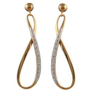Boucles d'oreille tige plaqué or fantaisie pierres blanches