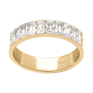 Alliance am�ricaine en vermeil entour�e d' oxydes blancs sertis