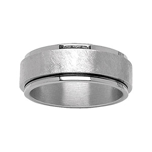 Alliance anti-stress en acier 8mm avec bandeau brossé - Vue 1