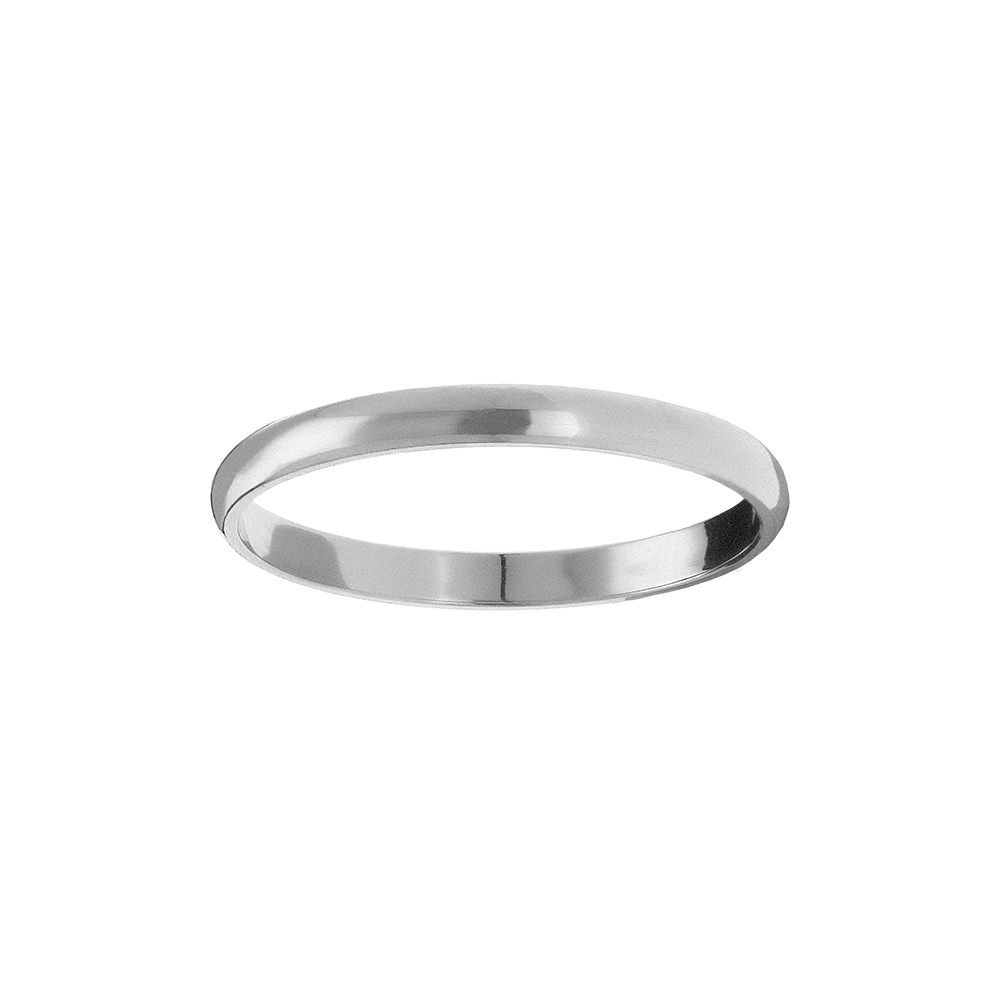 Alliance demi-jonc en argent rhodi� 2mm - Vue 1