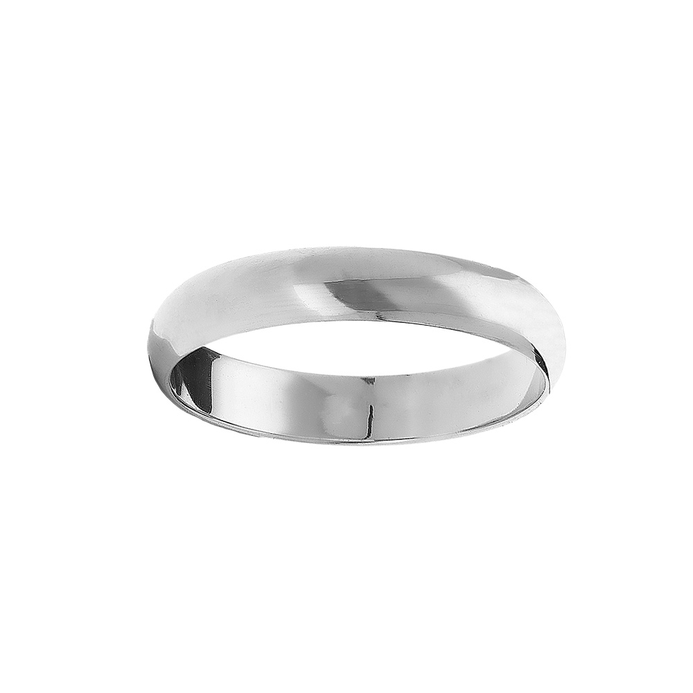 Alliance demi-jonc en argent rhodi� 4mm - Vue 1