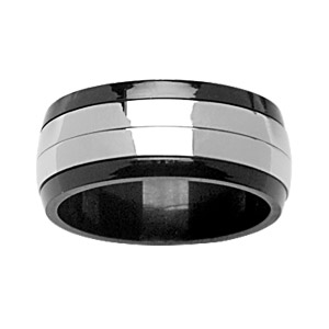Alliance en acier 2 bandes grises et bords IP black - Vue 1