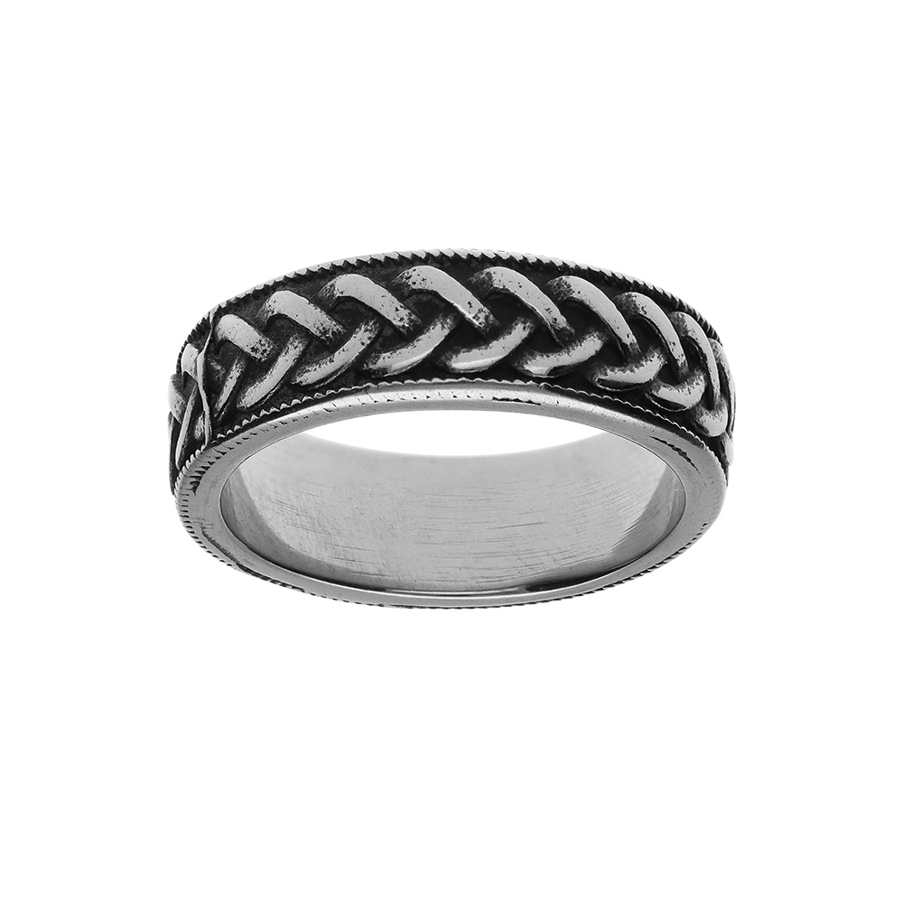 Alliance en acier patin�e motif tresse - Vue 1