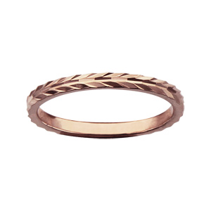 Alliance en argent et plaqué or rose 2mm ciselée en épis - Vue 1