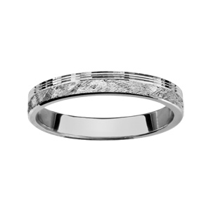 Alliance en argent rhodié 3mm finition effet givré et rainures brillantes - Vue 1