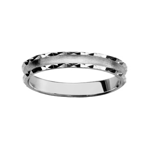 Alliance en argent rhodié 3mm finition satinée et bords diamantés brillants - Vue 1