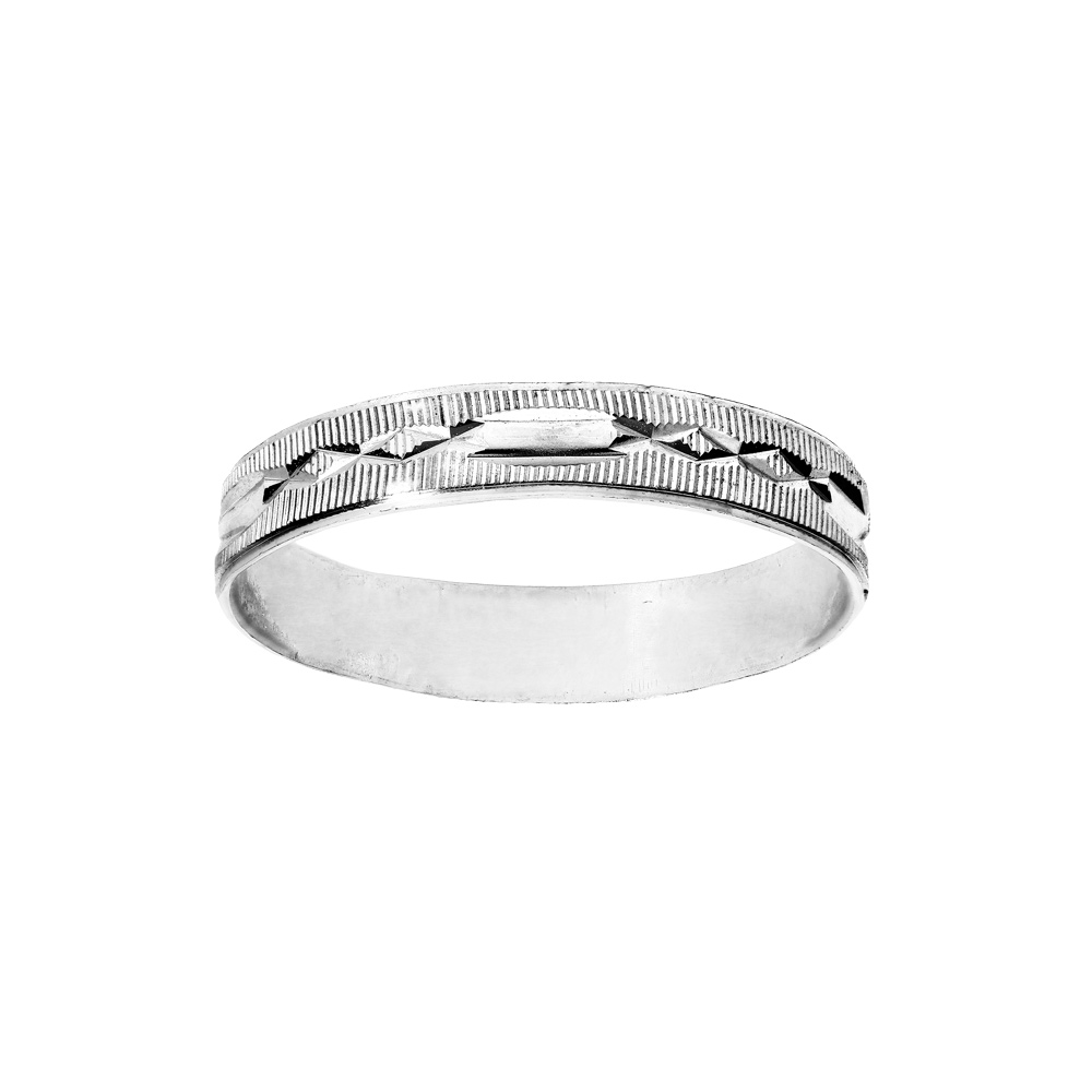 Alliance en argent rhodi� diamant�e crois�e largeur 4mm - Vue 1