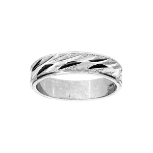 Alliance en argent rhodié diamantée en biais largeur 5mm - Vue 1