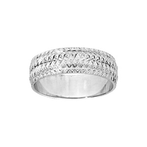 Alliance en argent rhodi diamante en toile finement travailles largeur 6mm - Vue 1