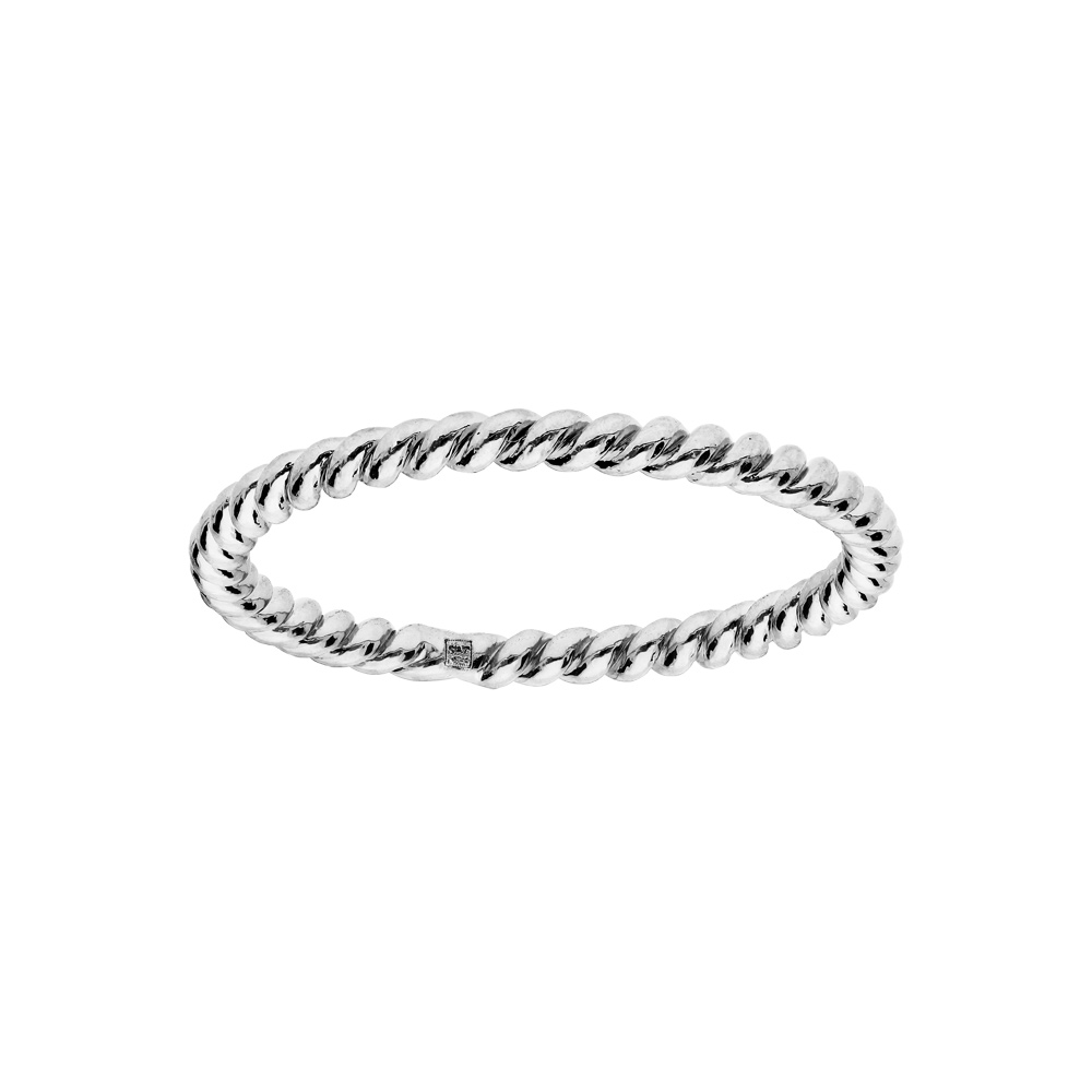 Alliance en argent rhodi� fine et torsad�e - Vue 1