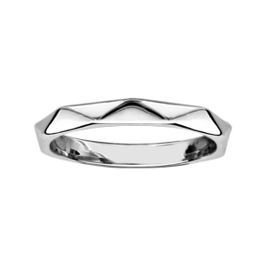 Alliance en argent rhodié forme géométrique lisse - Vue 1