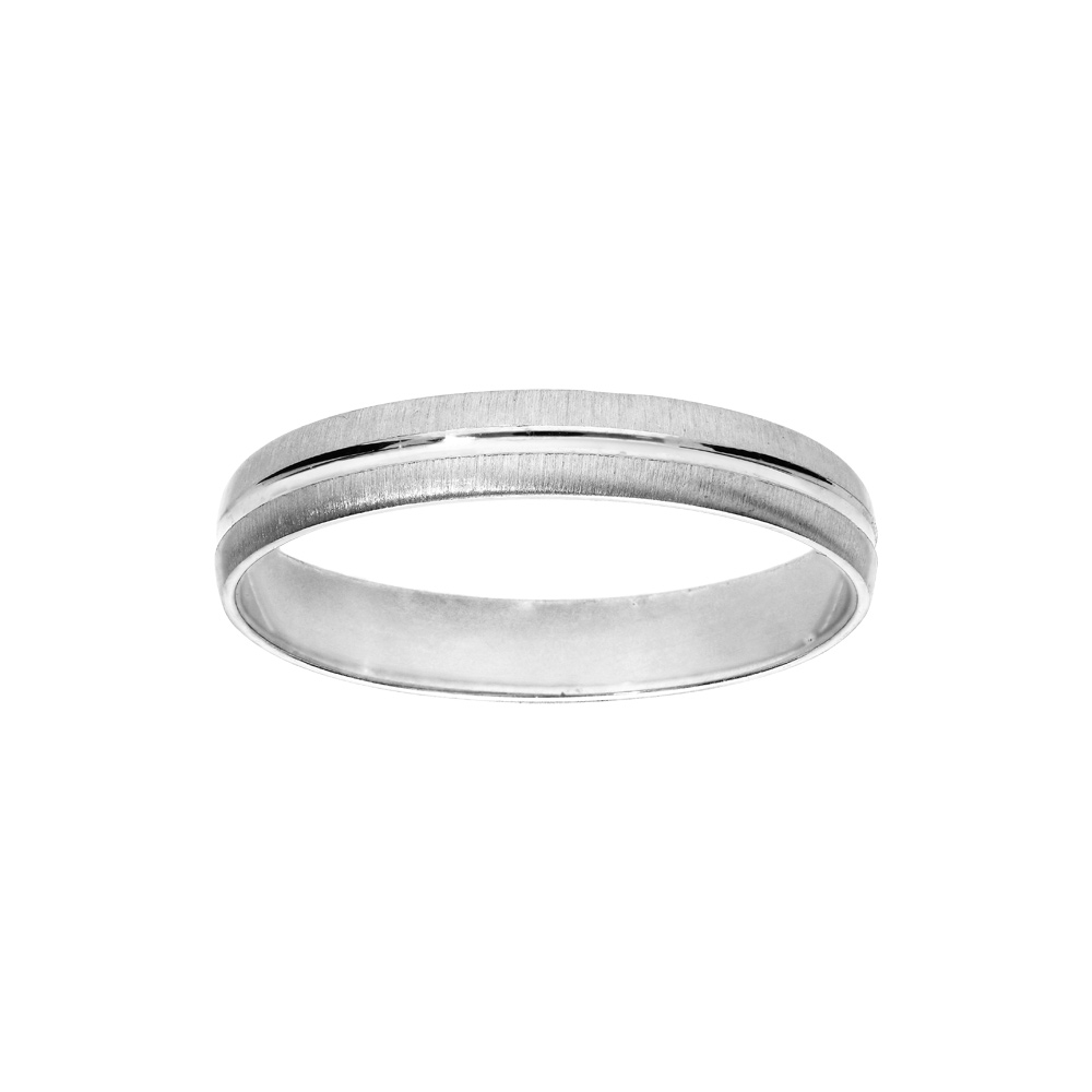 Alliance en argent rhodi� givr�e largeur 4mm - Vue 1