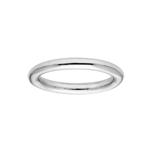 Alliance en argent rhodi massif fil rond 3mm - Vue 1