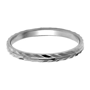 Alliance en argent rhodié satiné 2mm et ciselée en épis - Vue 1