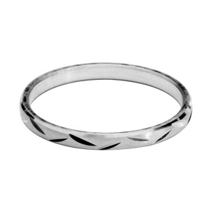 Alliance en argent rhodié satiné 2mm et ciselée en épis larges - Vue 1