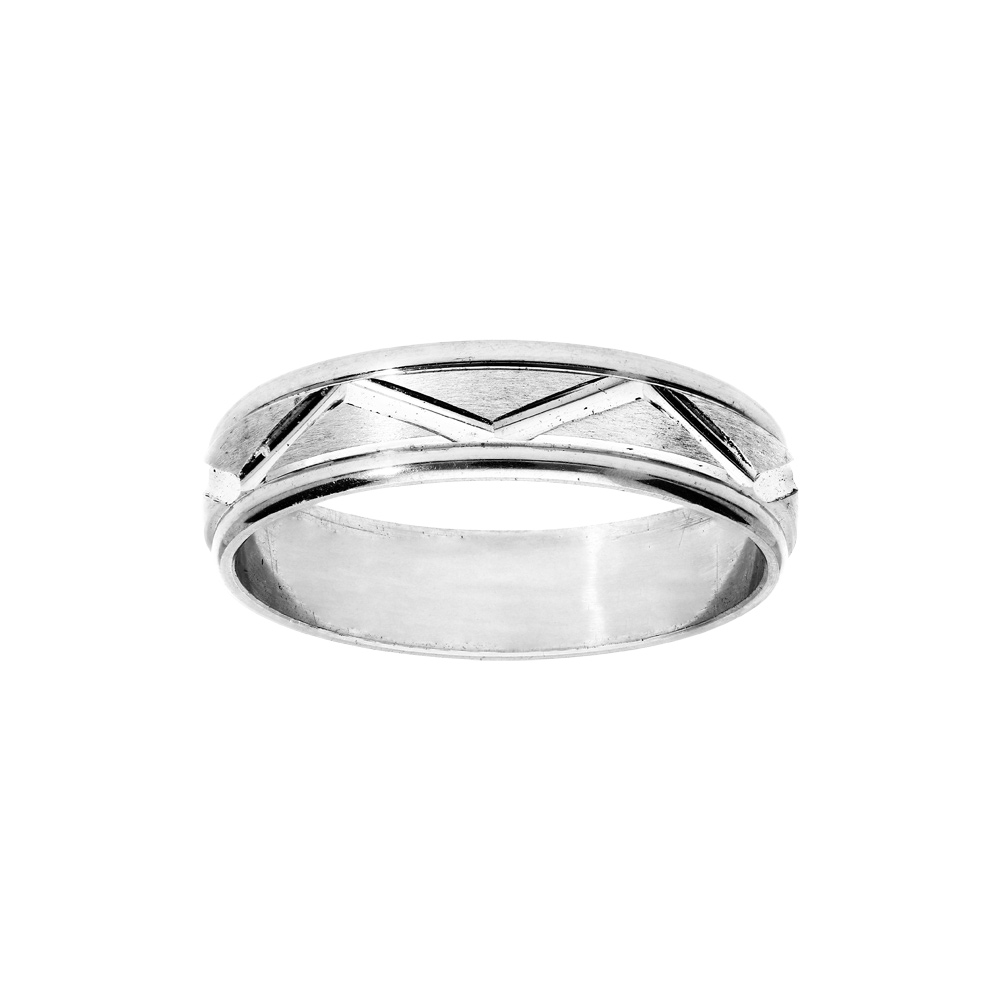 Alliance en argent rhodi vagues largeur 5mm - Vue 1