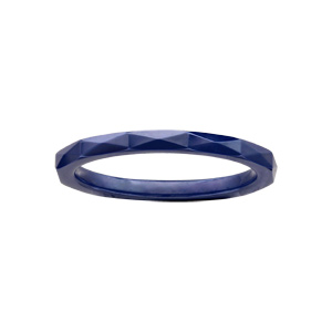 Alliance en cramique demi-jonc 2mm bleu  facette - Vue 1