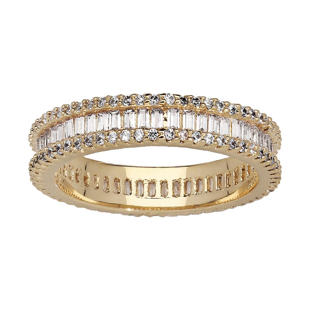 Alliance en plaqu� or avec oxydes blancs sertis - Vue 1