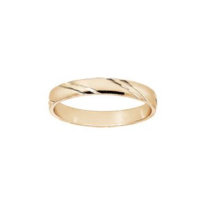 Alliance en plaqué or rose satiné sur argent diamantée 2 traits en biais 3mm - Vue 1