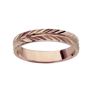 Alliance en plaqué or rose sur argent ciselée en épis 4mm - Vue 1