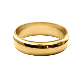 Alliance en vermeil 6mm avec 1 bande satinée et 1 bande incurvée brillante - Vue 1