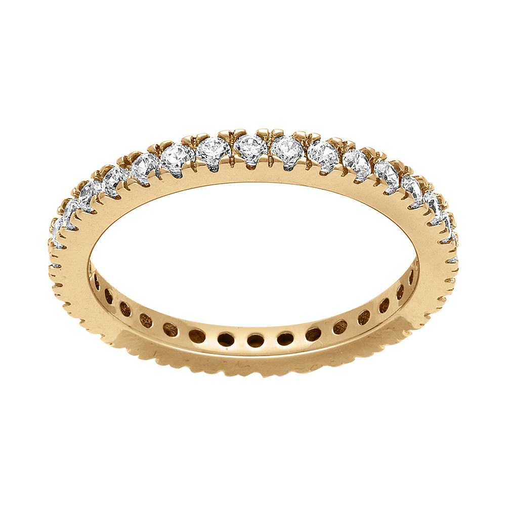 Alliance en vermeil avec tour d\'oxydes blancs sertis - Vue 1