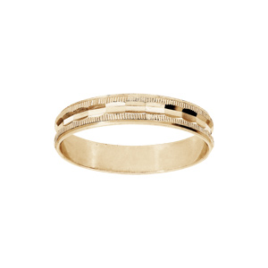 Alliance en vermeil diamantée avec striures largeur 4mm - Vue 1