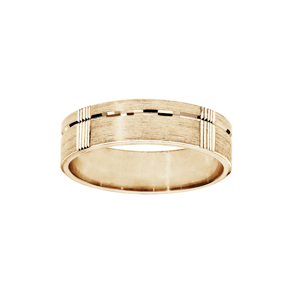 Alliance en vermeil diamant�e bross� largeur 6mm - Vue 1