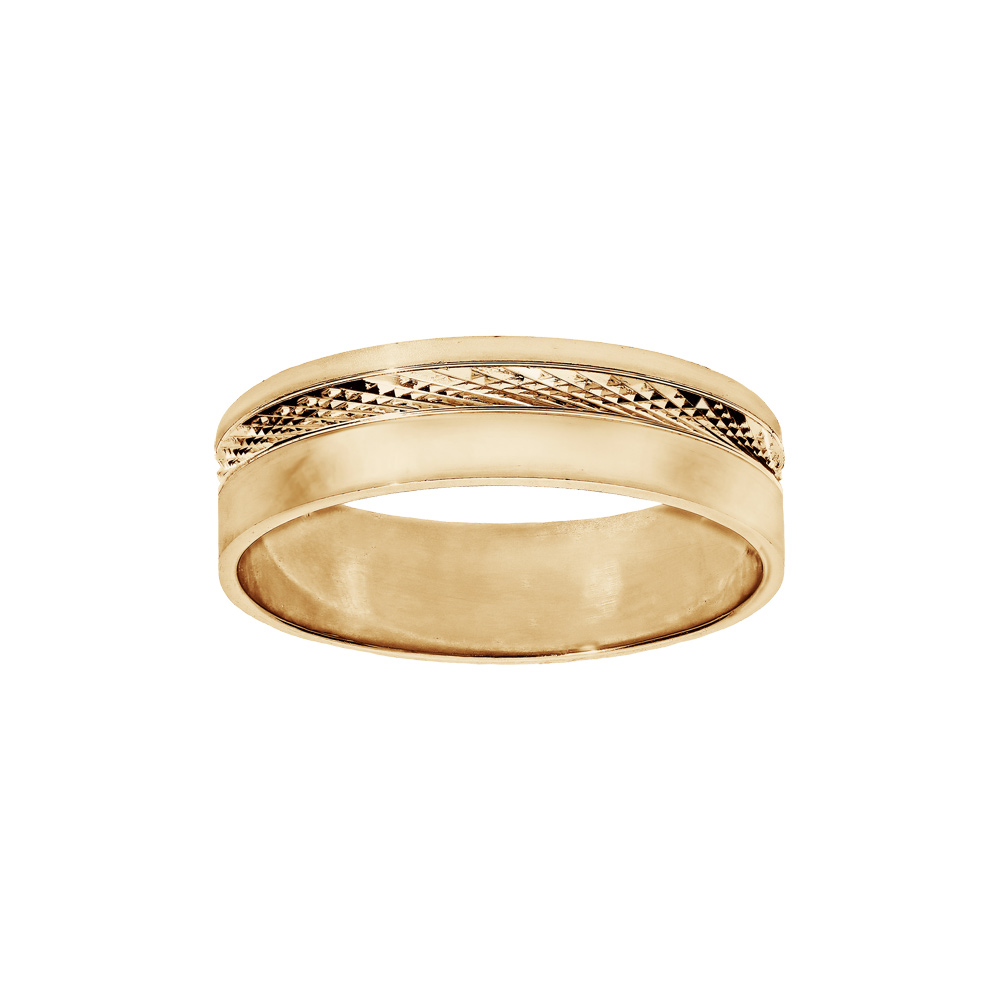 Alliance en vermeil diamant�e et partie lisse largeur 6mm - Vue 1