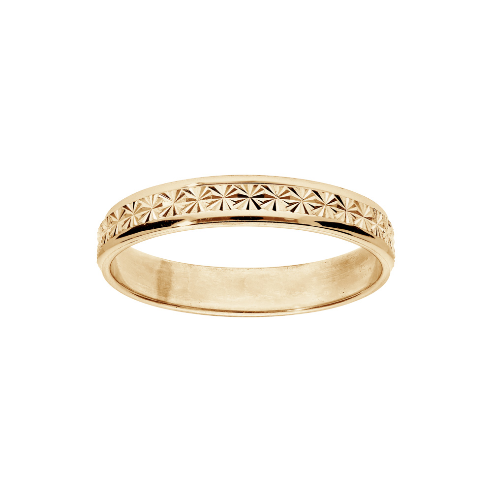 Alliance en vermeil diamant�e �toiles largeur 4mm - Vue 1