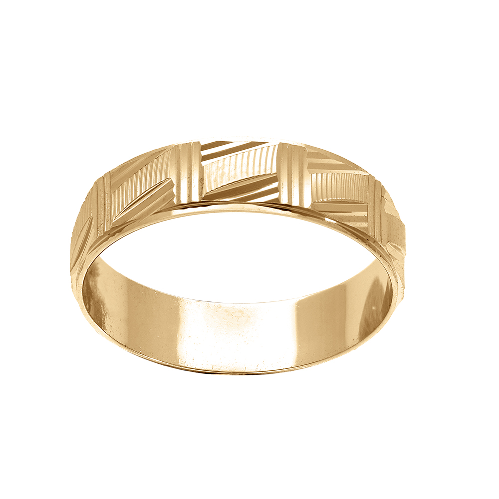 Alliance en vermeil diamante quadrillage largeur 5mm - Vue 1