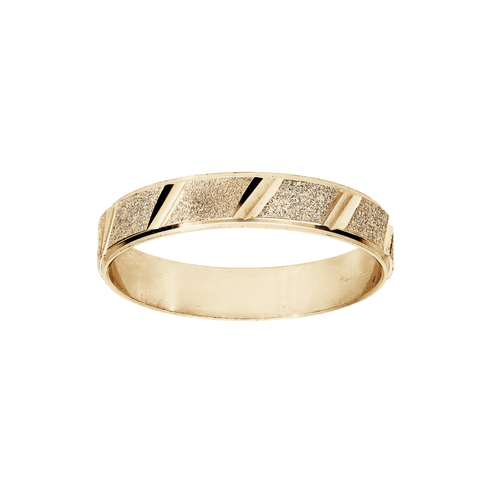 Alliance en vermeil granit� et diamant�e biais largeur 4mm - Vue 1