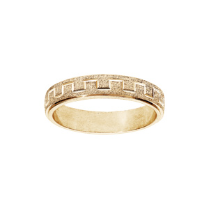 Alliance en vermeil granitée diamantée motif grecque largeur 4mm - Vue 1