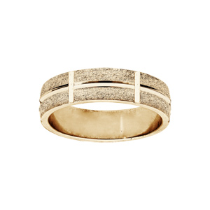 Alliance en vermeil ruban granitée diamantée largeur 6mm - Vue 1