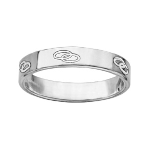 Alliance ruban en argent 4mm gravée 2 alliances entrelacées - Vue 1