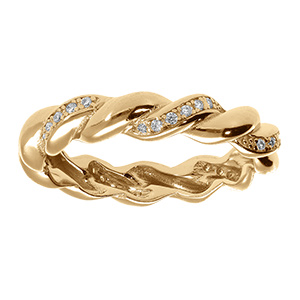 Alliance torsad�e en vermeil avec oxydes blancs sertis