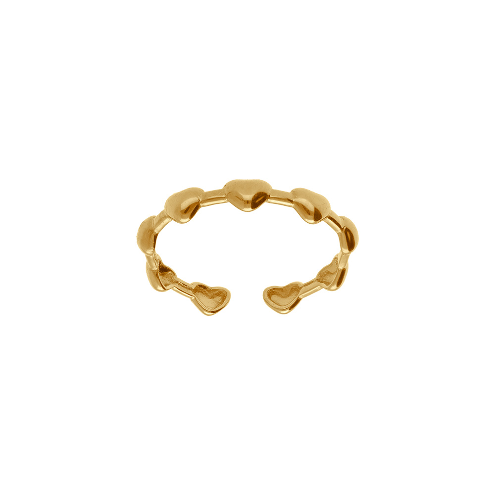 Bague ajustable en  acier avec coeur, - Vue 1