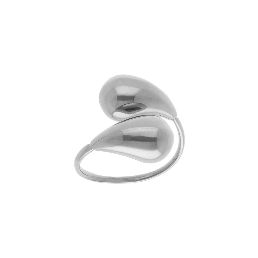 Bague ajustable en  acier double goutte - Vue 1