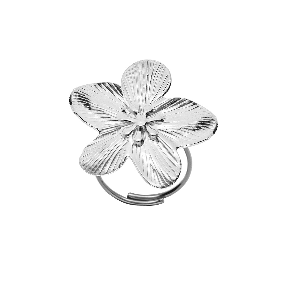 Bague ajustable en acier fleur 30mm taille - Vue 1