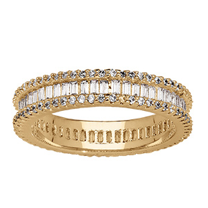 Bague alliance en vermeil sertie d'oxydes baguettes et pavage